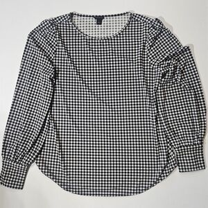 Ann Taylor Blouse Womens Small Black White Gingham Check
